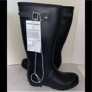 Essentials Women's Tall Rain Boot, Black, Size 10.